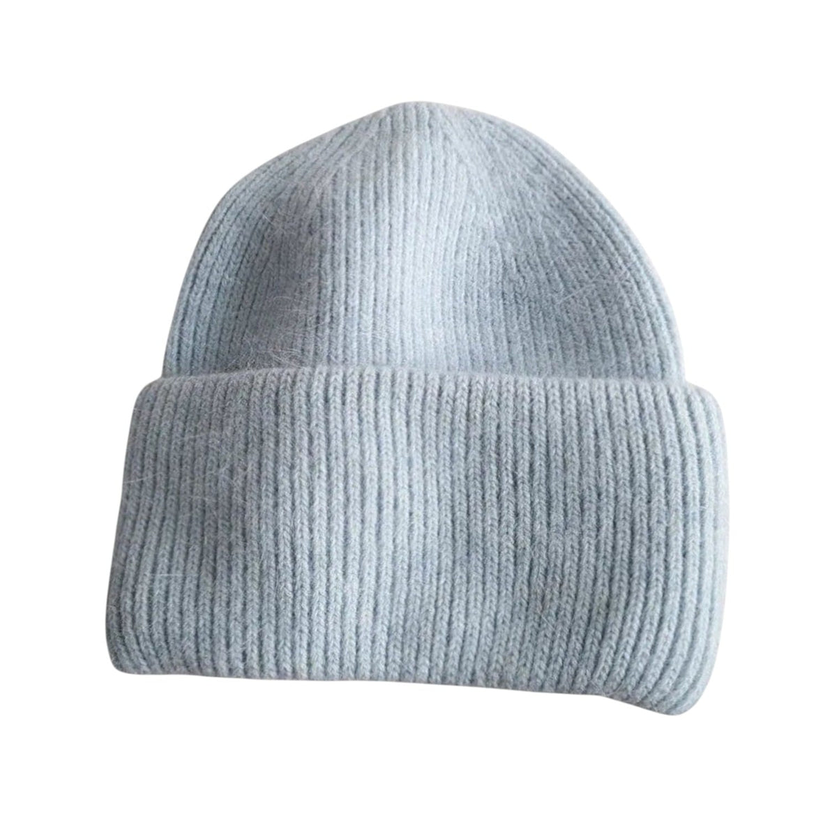 Le Comptoir du Chapeau Bleu Ciel Bonnet Laine Angora Fourrure Hiver