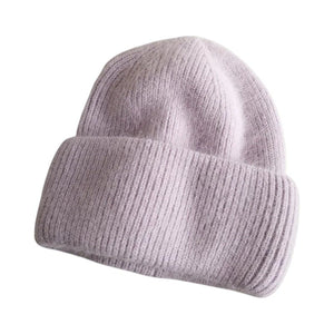 Le Comptoir du Chapeau Violet Bonnet Laine Angora Fourrure Hiver