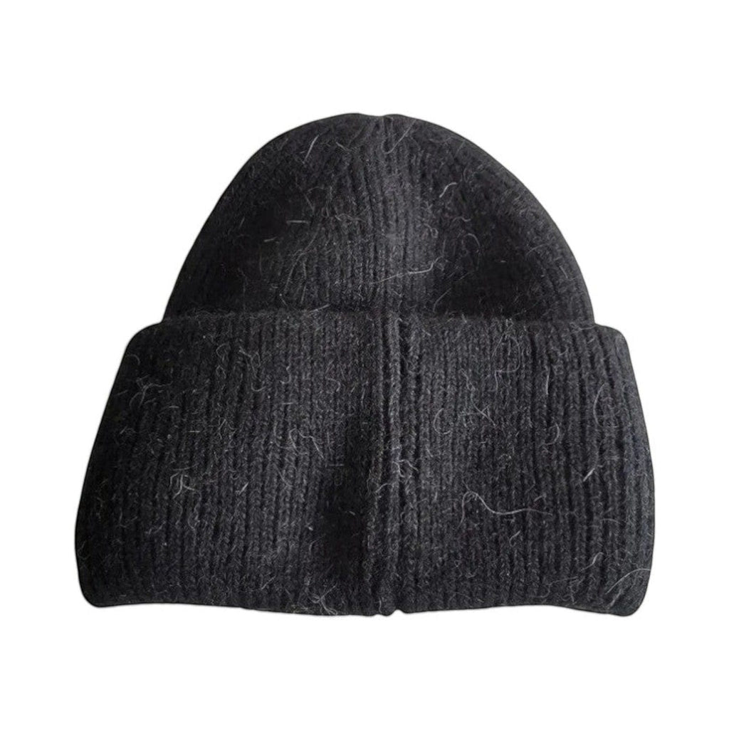 Le Comptoir du Chapeau Noir Bonnet Laine Angora Fourrure Hiver
