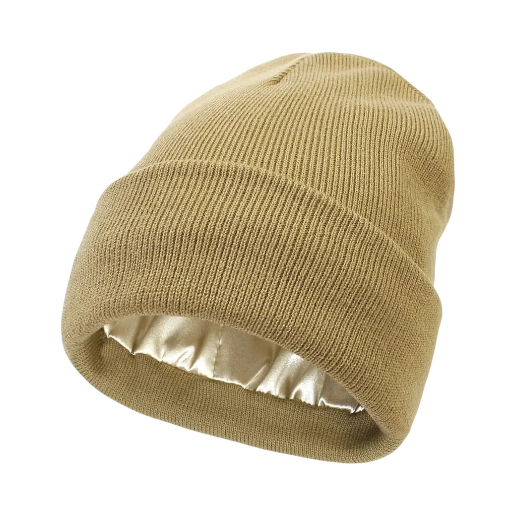 Le Comptoir du Chapeau Marron Clair Bonnet Satiné Doublé Soie Femme