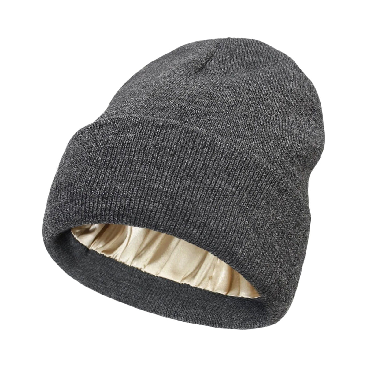 Le Comptoir du Chapeau Gris Foncé Bonnet Satiné Doublé Soie Femme