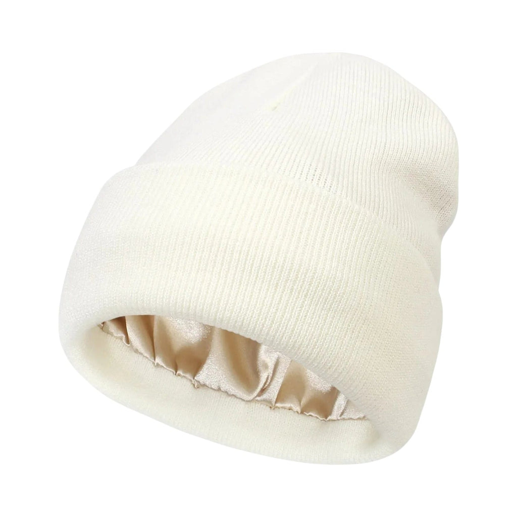 Le Comptoir du Chapeau Blanc Bonnet Satiné Doublé Soie Femme