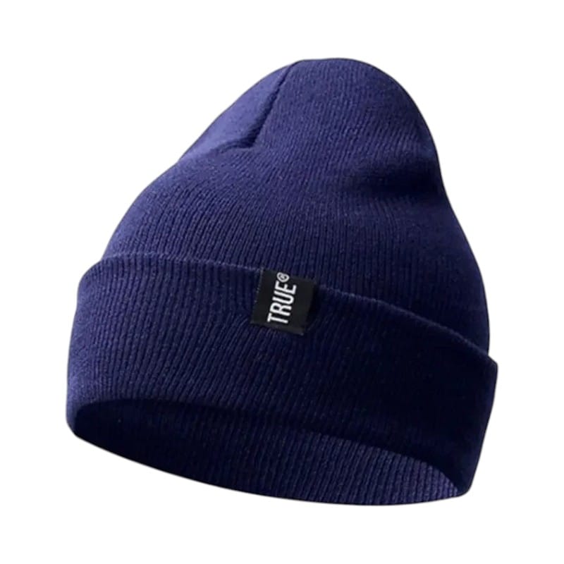 Le Comptoir du Chapeau Bleu Marine Bonnet Tricot Broderie Lettre Hip Hop