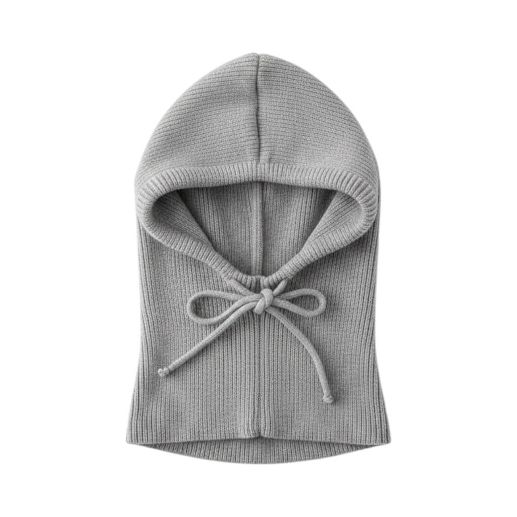 Le Comptoir du Chapeau Gris Cagoule Tricotée Hiver Unisexe