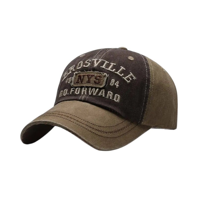 Le Comptoir du Chapeau Marron / Adjustable Casquette Baseball Bicolore Brodée