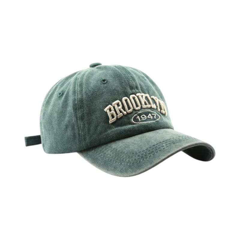 Le Comptoir du Chapeau Vert Foncé Casquette Baseball Brooklyn Brodée Streetwear