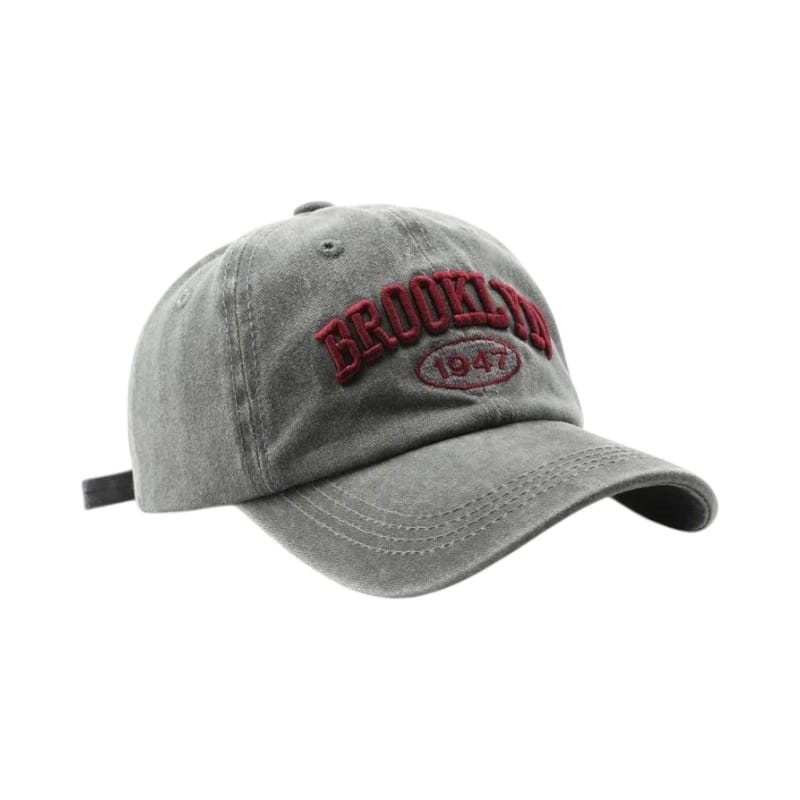 Le Comptoir du Chapeau Gris Casquette Baseball Brooklyn Brodée Streetwear