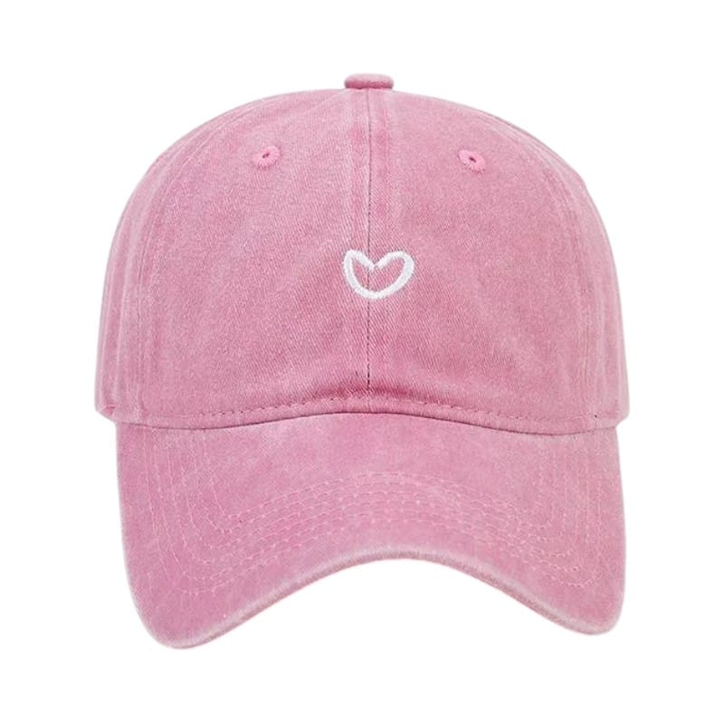 Le Comptoir du Chapeau Rose Casquette Baseball Coton Lavé Broderie Cœur Image