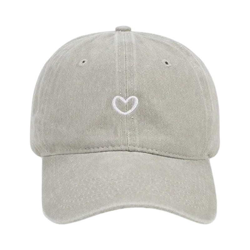 Le Comptoir du Chapeau Beige Casquette Baseball Coton Lavé Broderie Cœur