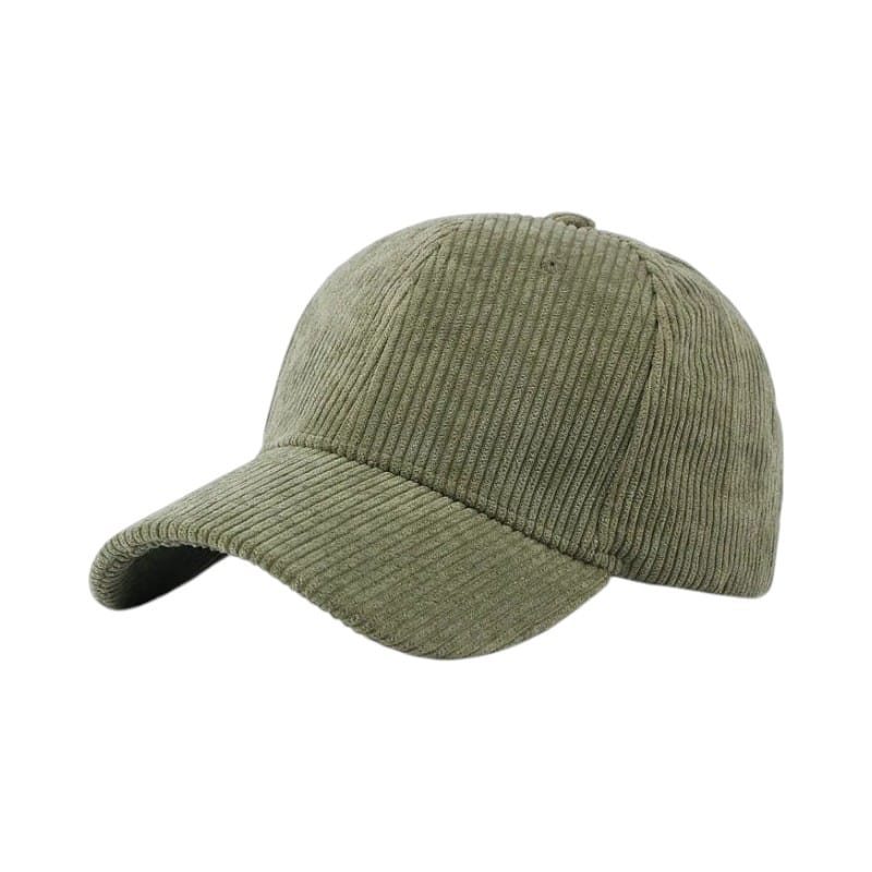 Le Comptoir du Chapeau Vert Kaki Casquette Baseball Velours Côtelé