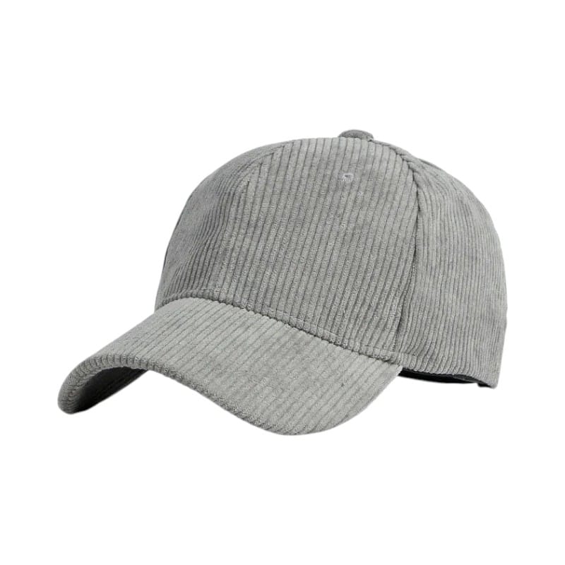 Le Comptoir du Chapeau Gris Casquette Baseball Velours Côtelé