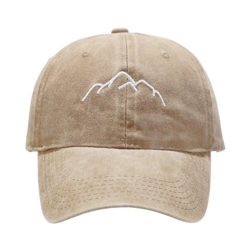 Le Comptoir du Chapeau Beige / Adjustable Casquette Broderie Montagne Snapback