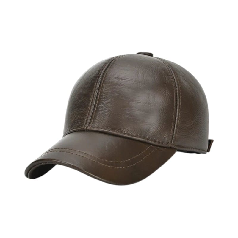 Le Comptoir du Chapeau Marron Foncé / Adjustable Casquette Cuir Véritable Homme Ajustable