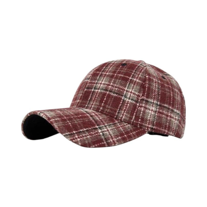 Le Comptoir du Chapeau Rouge Clair Casquette Duckbill Carreaux Bord Rigide