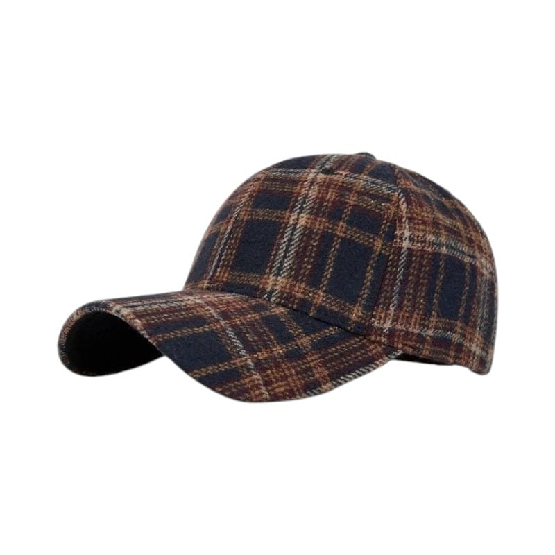 Le Comptoir du Chapeau Marron Foncé Casquette Duckbill Carreaux Bord Rigide