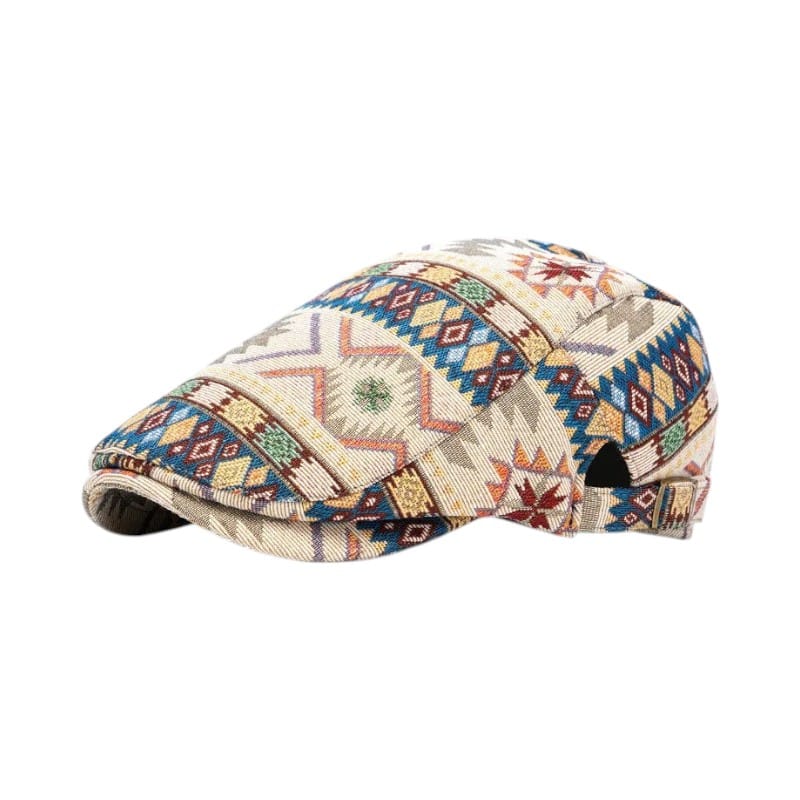 Le Comptoir du Chapeau Beige / 56-60 cm Casquette Gavroche Plate Imprimée