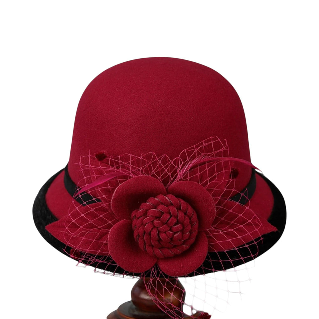Le Comptoir du Chapeau Bordeaux Chapeau Bowler Bord Large Vintage Femme