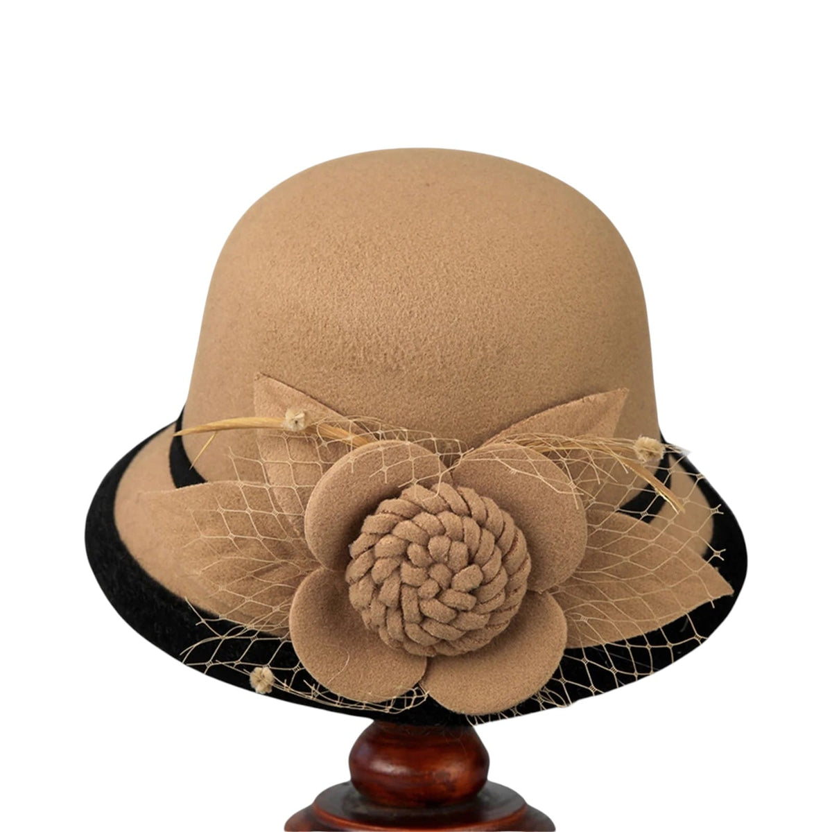 Le Comptoir du Chapeau Marron Clair Chapeau Bowler Bord Large Vintage Femme