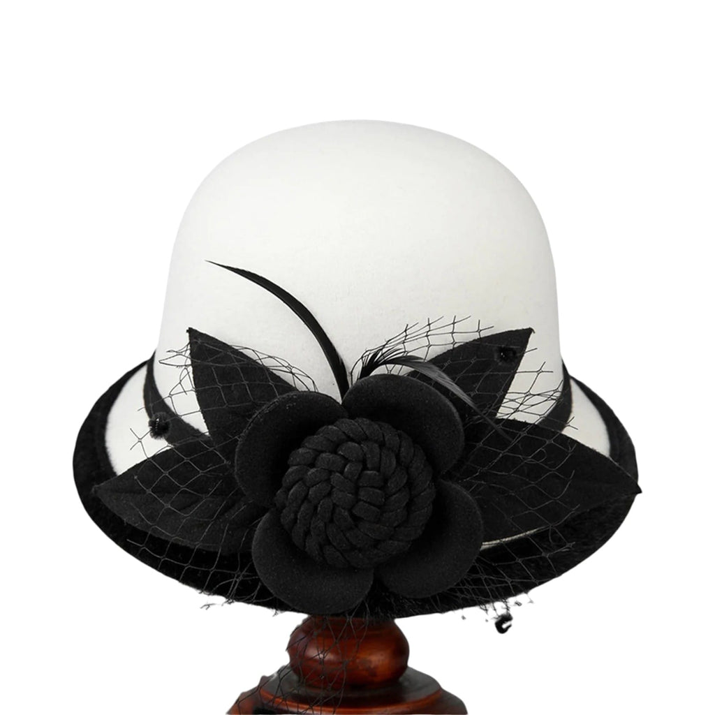 Le Comptoir du Chapeau Blanc Chapeau Bowler Bord Large Vintage Femme