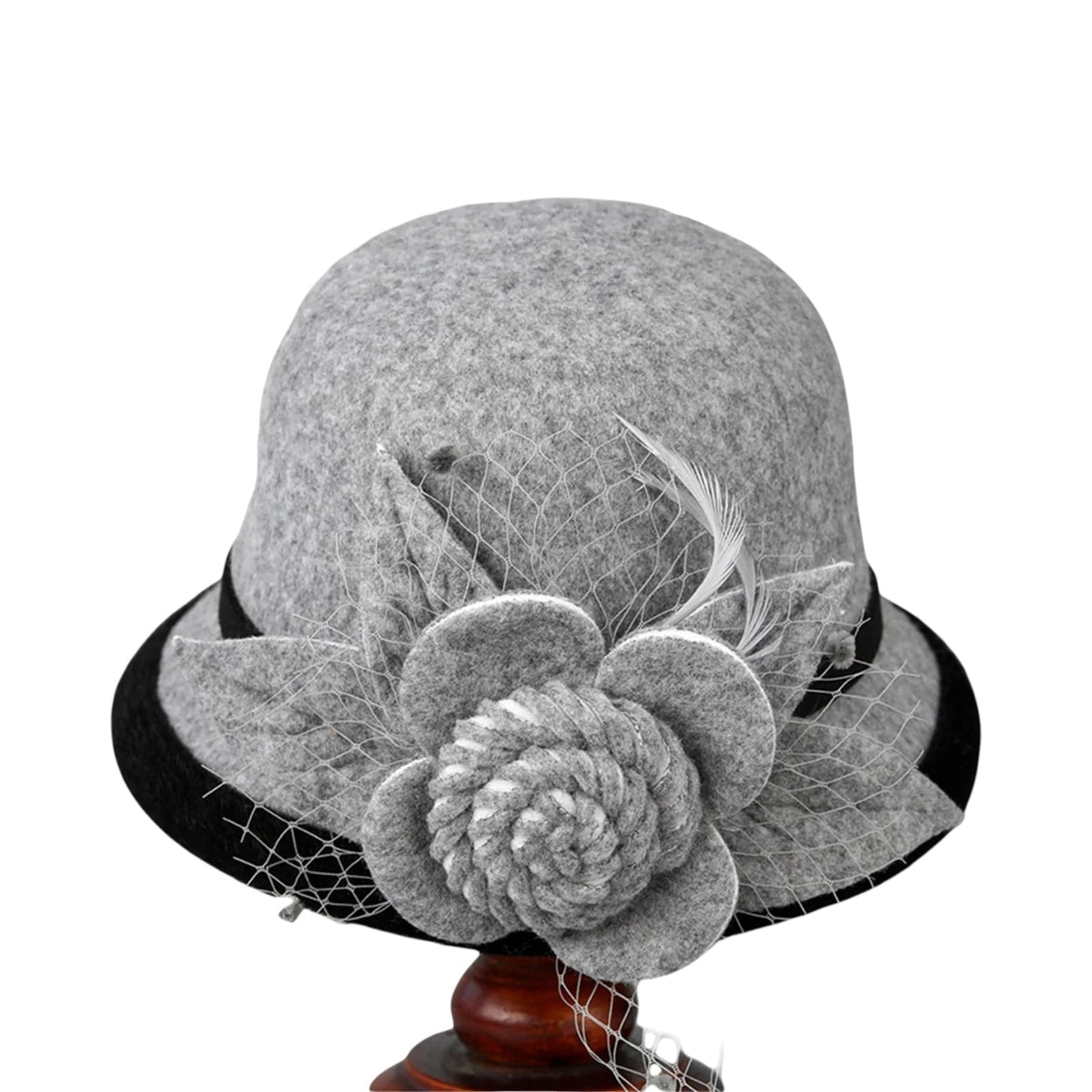 Le Comptoir du Chapeau Gris Chapeau Bowler Bord Large Vintage Femme