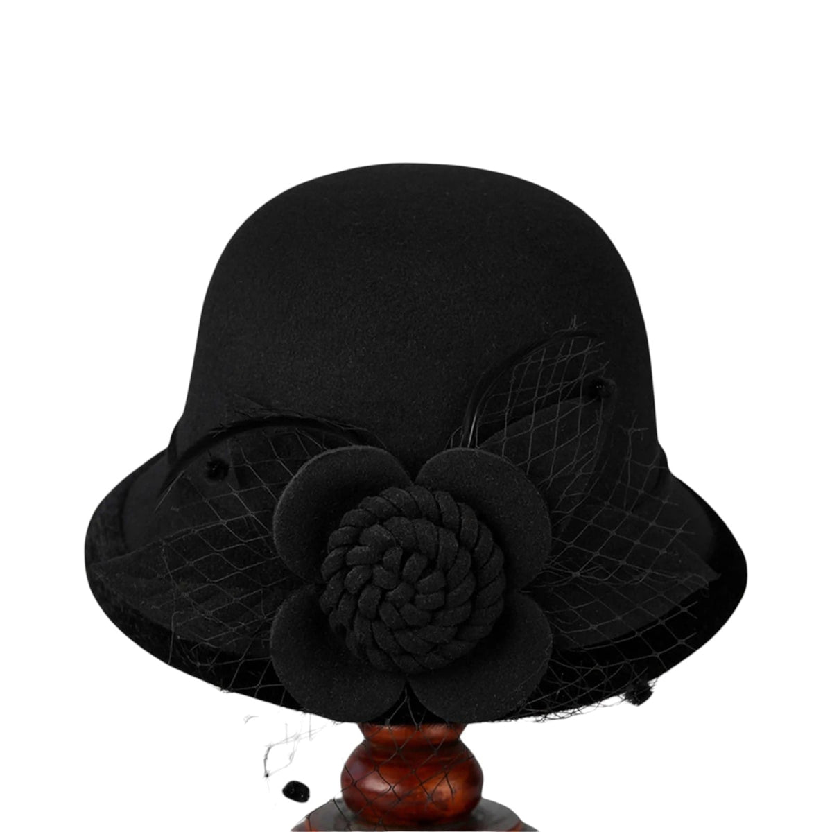 Le Comptoir du Chapeau Noir Chapeau Bowler Bord Large Vintage Femme