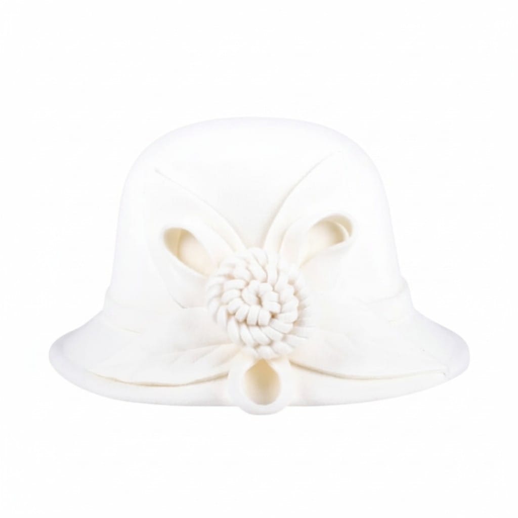 Le Comptoir du Chapeau Blanc / 56-58 cm Chapeau Bowler Église Femme Fleur Vintage
