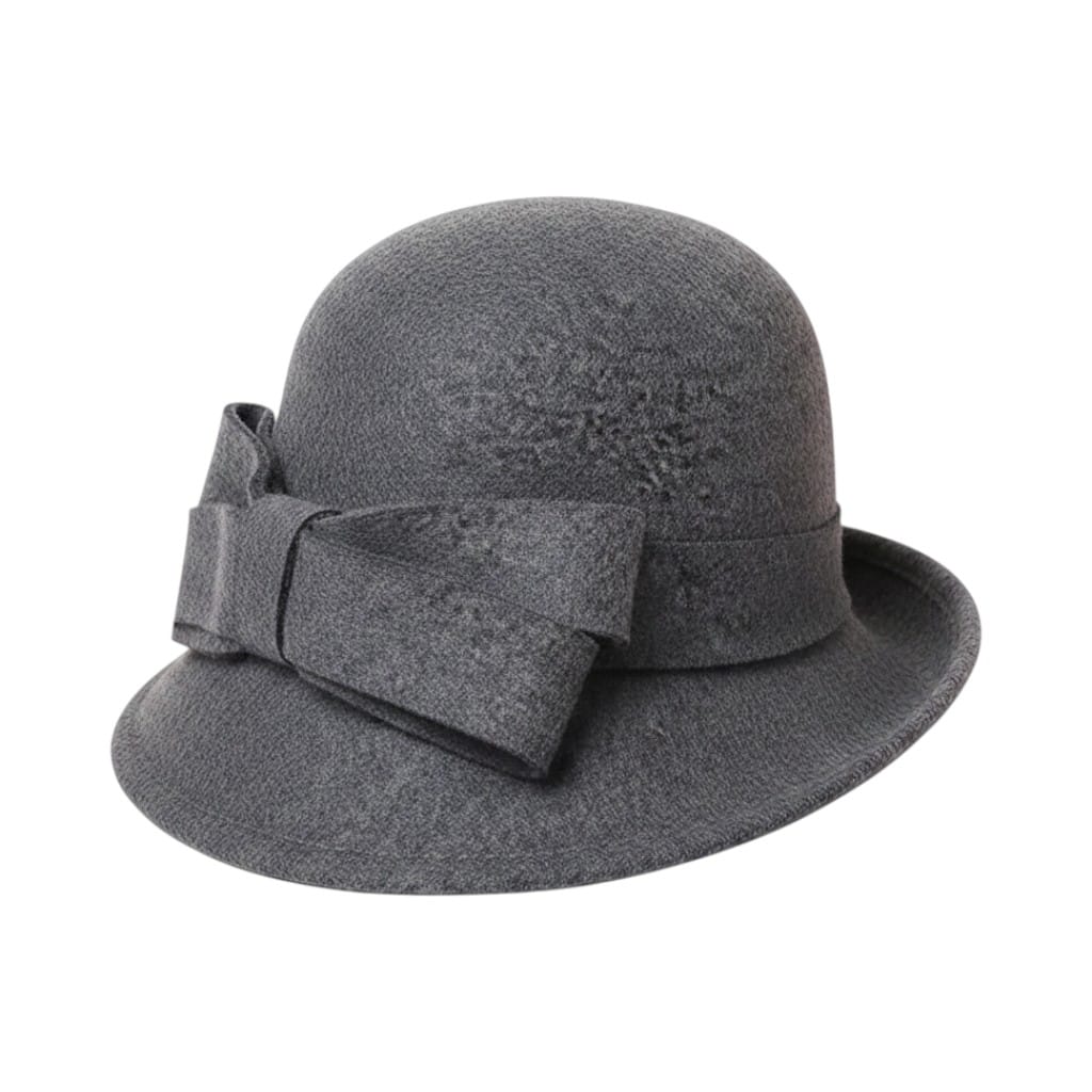 Le Comptoir du Chapeau Gris Chapeau Cloche Feutre Mariage Nœud Image
