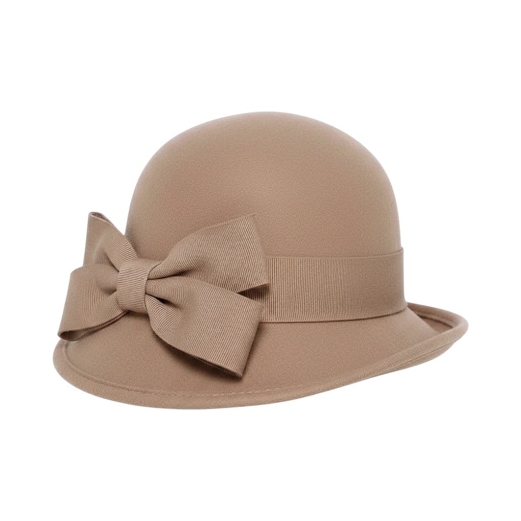 Le Comptoir du Chapeau Marron Clair Chapeau Cloche Feutre Mariage Nœud