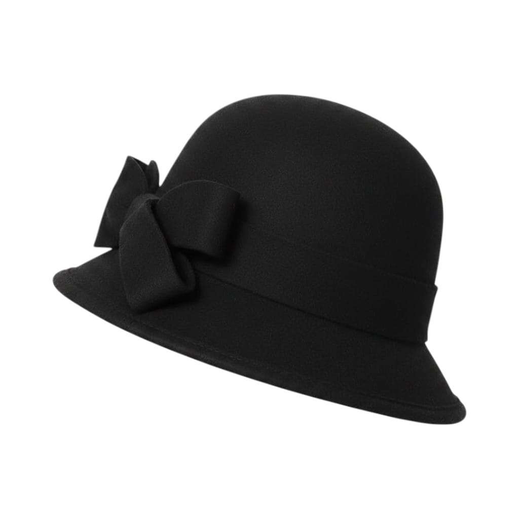 Le Comptoir du Chapeau Noir Chapeau Cloche Feutre Mariage Nœud