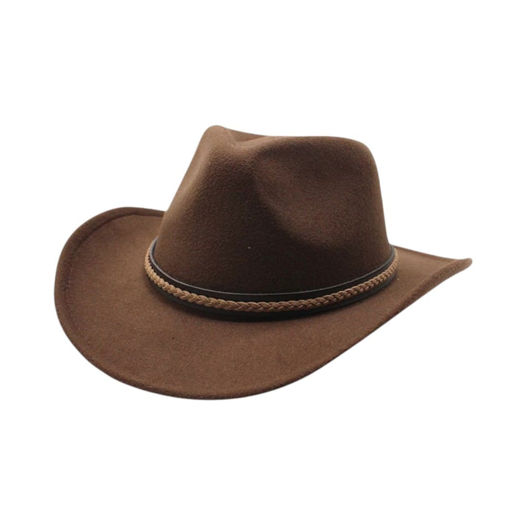 Le Comptoir du Chapeau Marron Foncé Chapeau Cowboy Classique Feutre Large Bord
