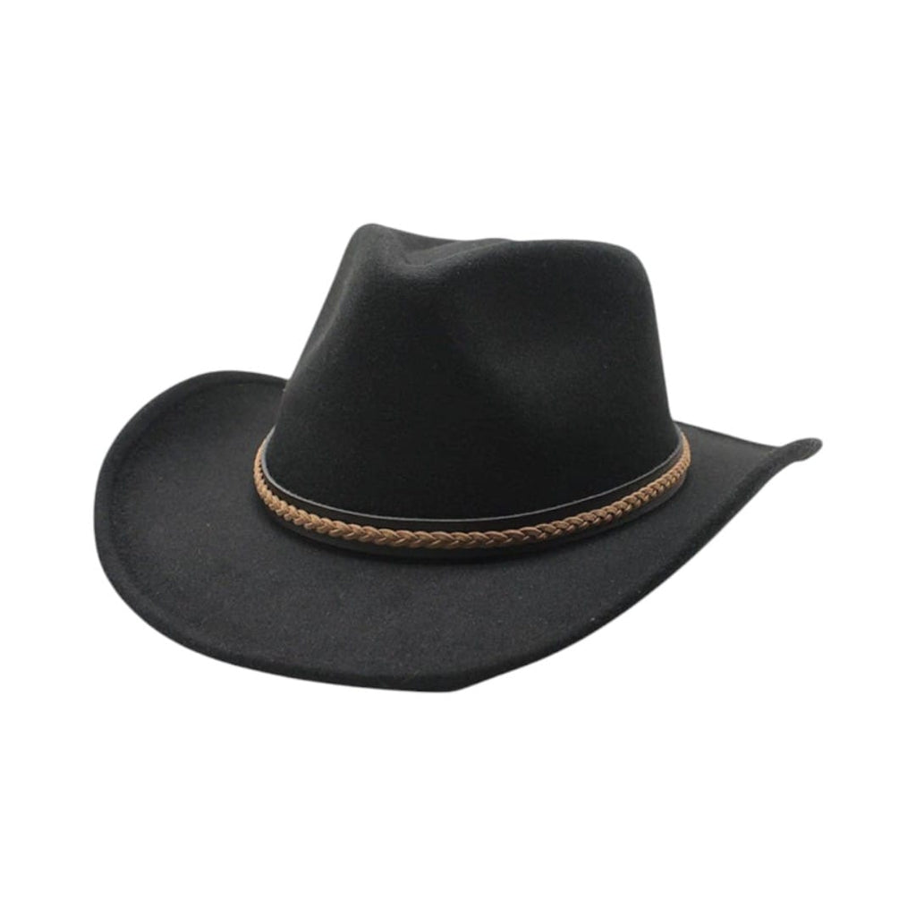Le Comptoir du Chapeau Noir Chapeau Cowboy Classique Feutre Large Bord