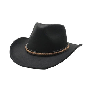 Le Comptoir du Chapeau Noir Chapeau Cowboy Classique Feutre Large Bord