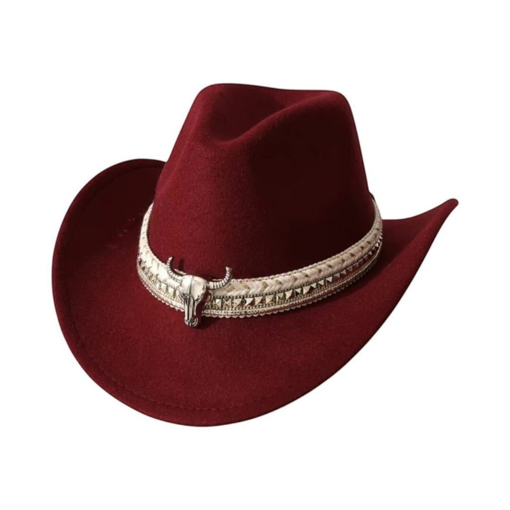 Le Comptoir du Chapeau Vin Rouge Chapeau Cowboy en Feutre