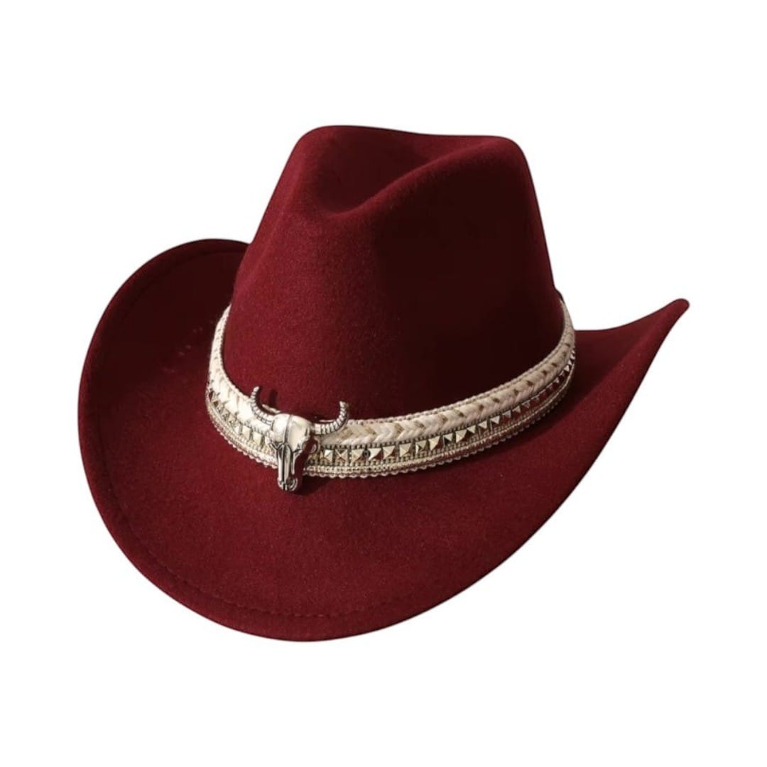 Le Comptoir du Chapeau Vin Rouge Chapeau Cowboy en Feutre
