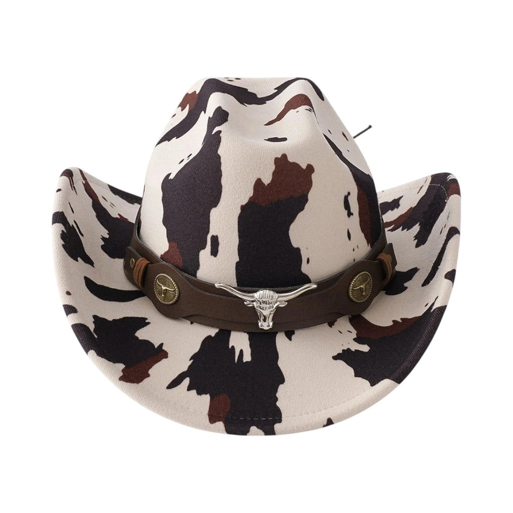 Le Comptoir du Chapeau Beige Chapeau Cowboy Imprimé Vache