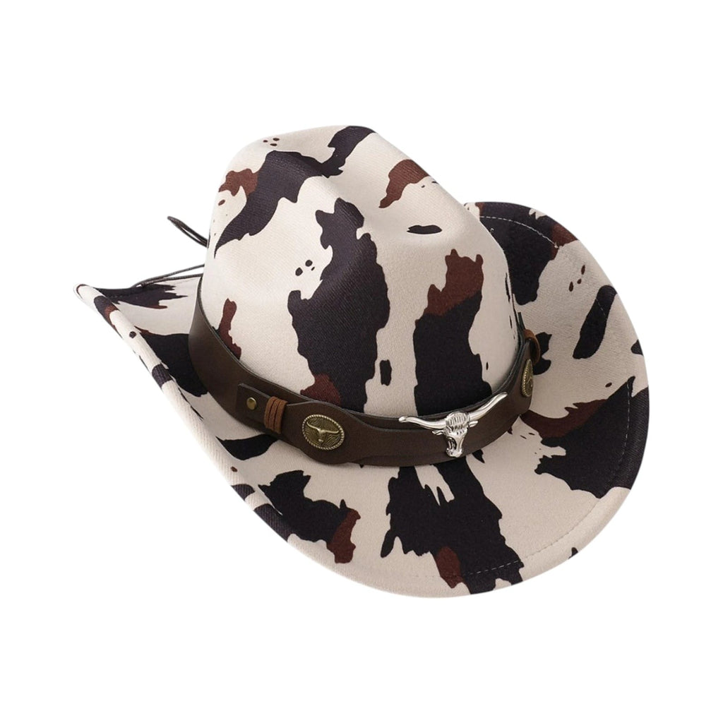 Le Comptoir du Chapeau Beige Chapeau Cowboy Imprimé Vache