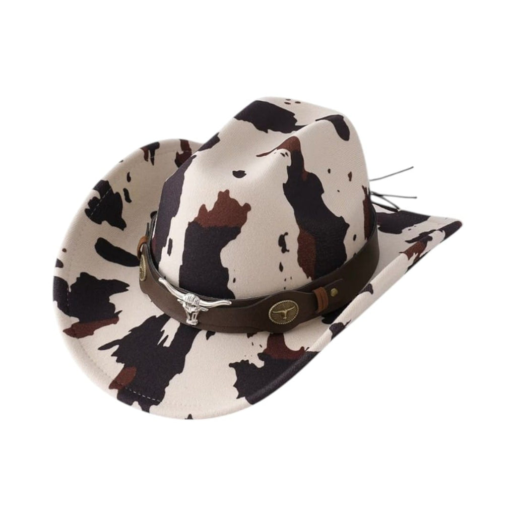 Le Comptoir du Chapeau Beige Chapeau Cowboy Imprimé Vache