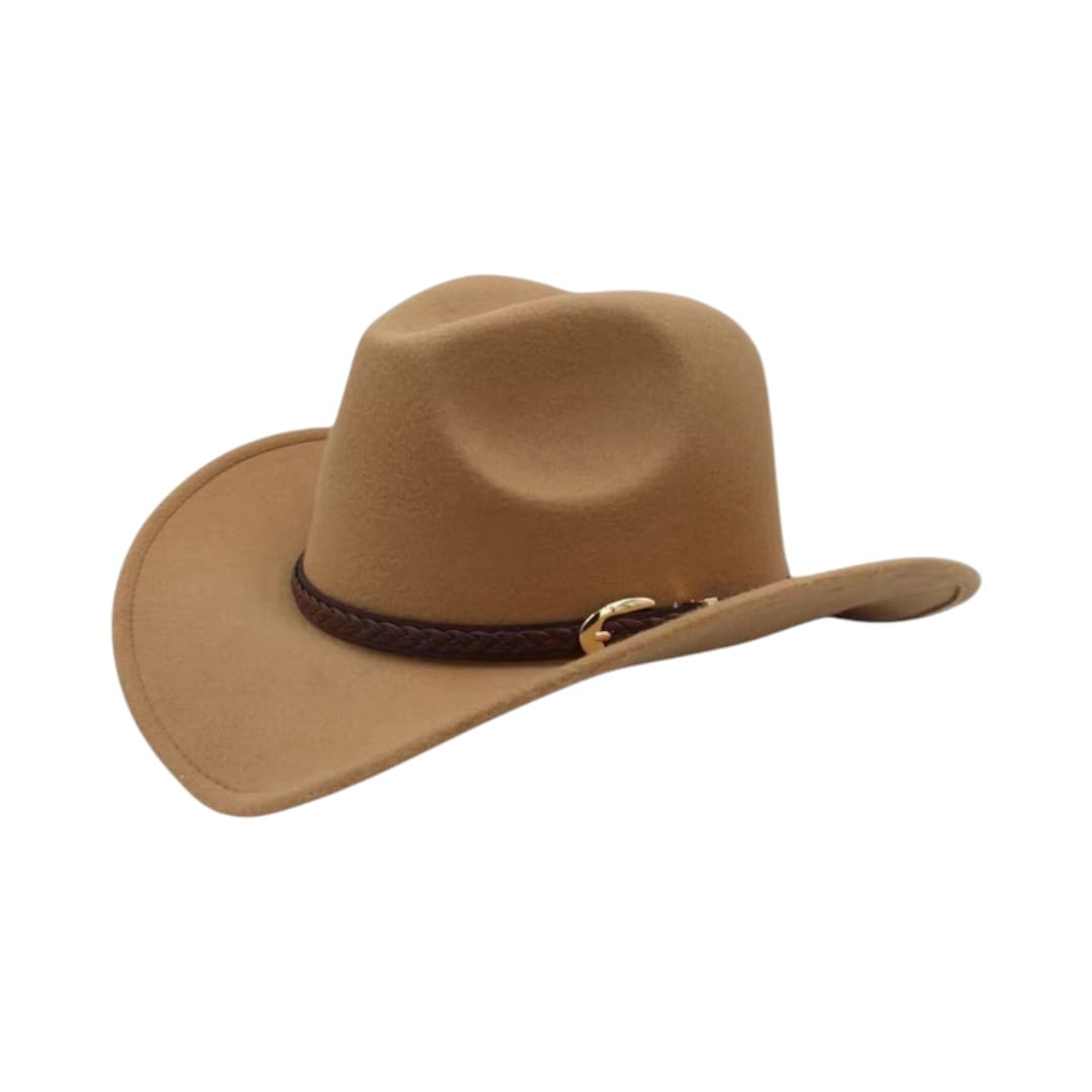 Le Comptoir du Chapeau Marron Clair Chapeau Cowboy Laine Vintage