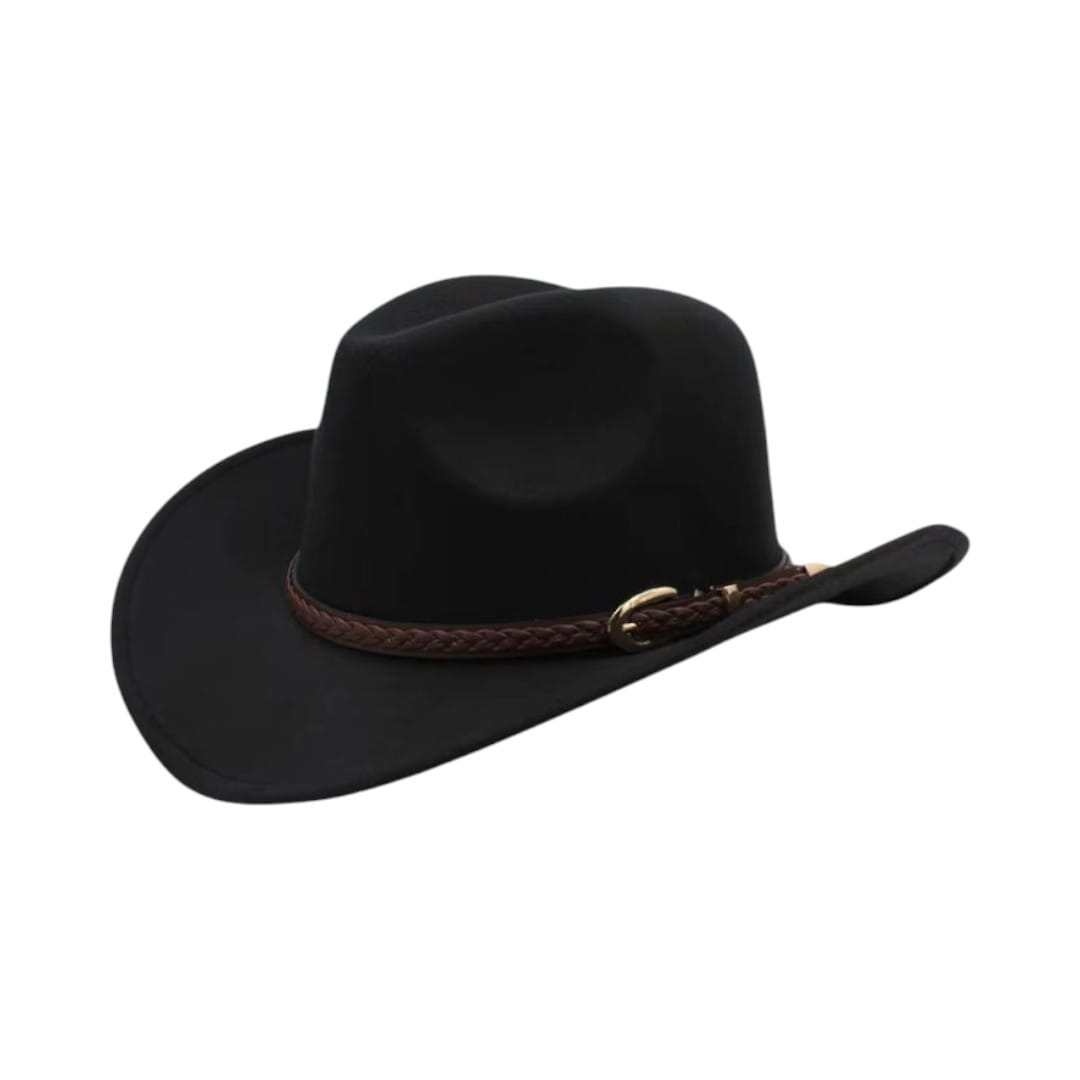 Le Comptoir du Chapeau Noir Chapeau Cowboy Laine Vintage