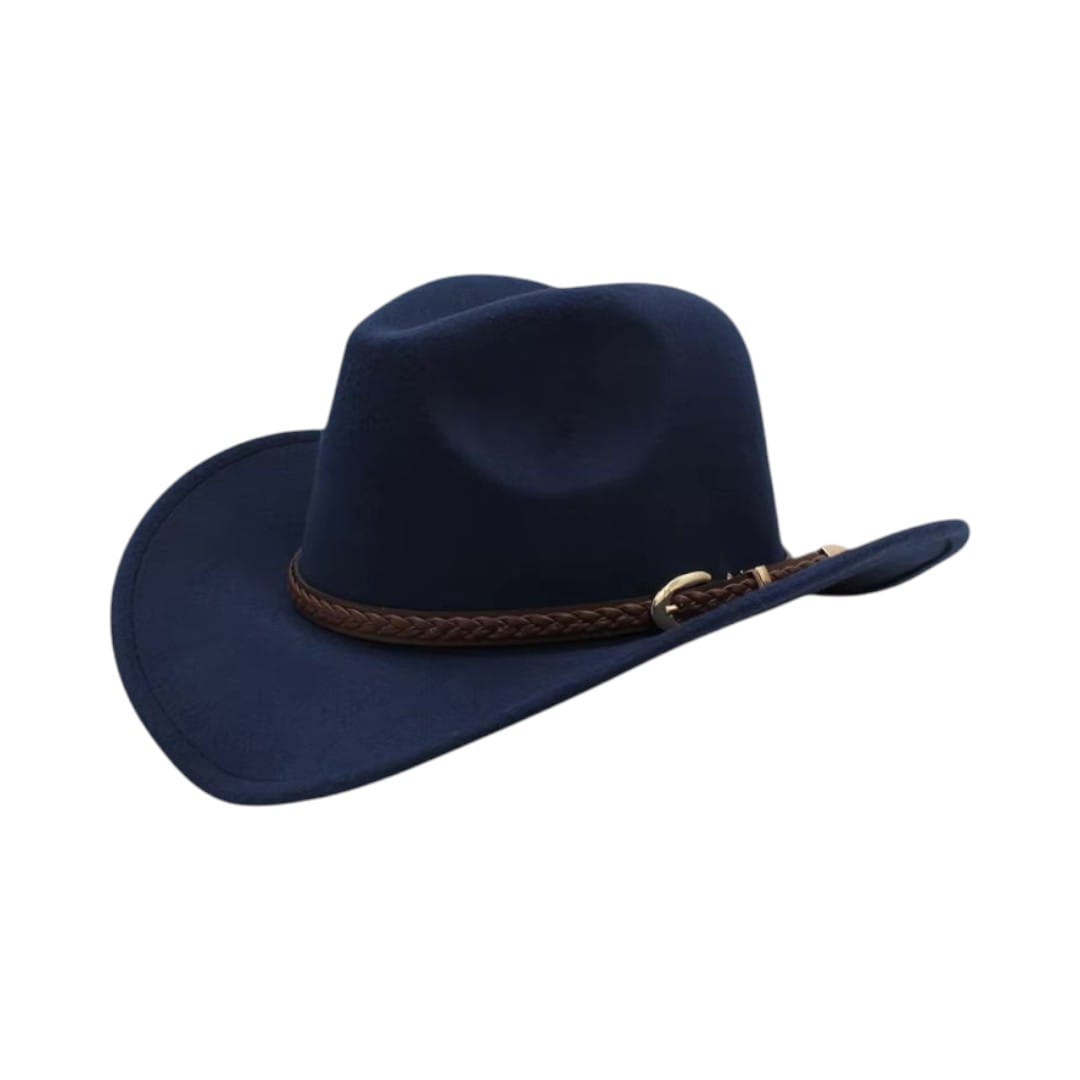 Le Comptoir du Chapeau Bleu Marine Chapeau Cowboy Laine Vintage
