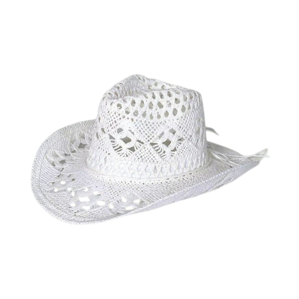 Le Comptoir du Chapeau Blanc Chapeau Cowboy Paille Ajourée
