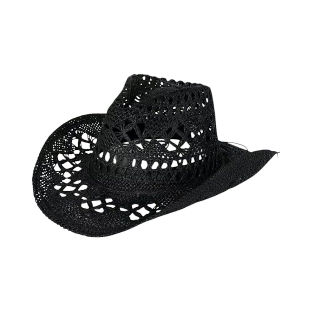 Le Comptoir du Chapeau Noir Chapeau Cowboy Paille Ajourée