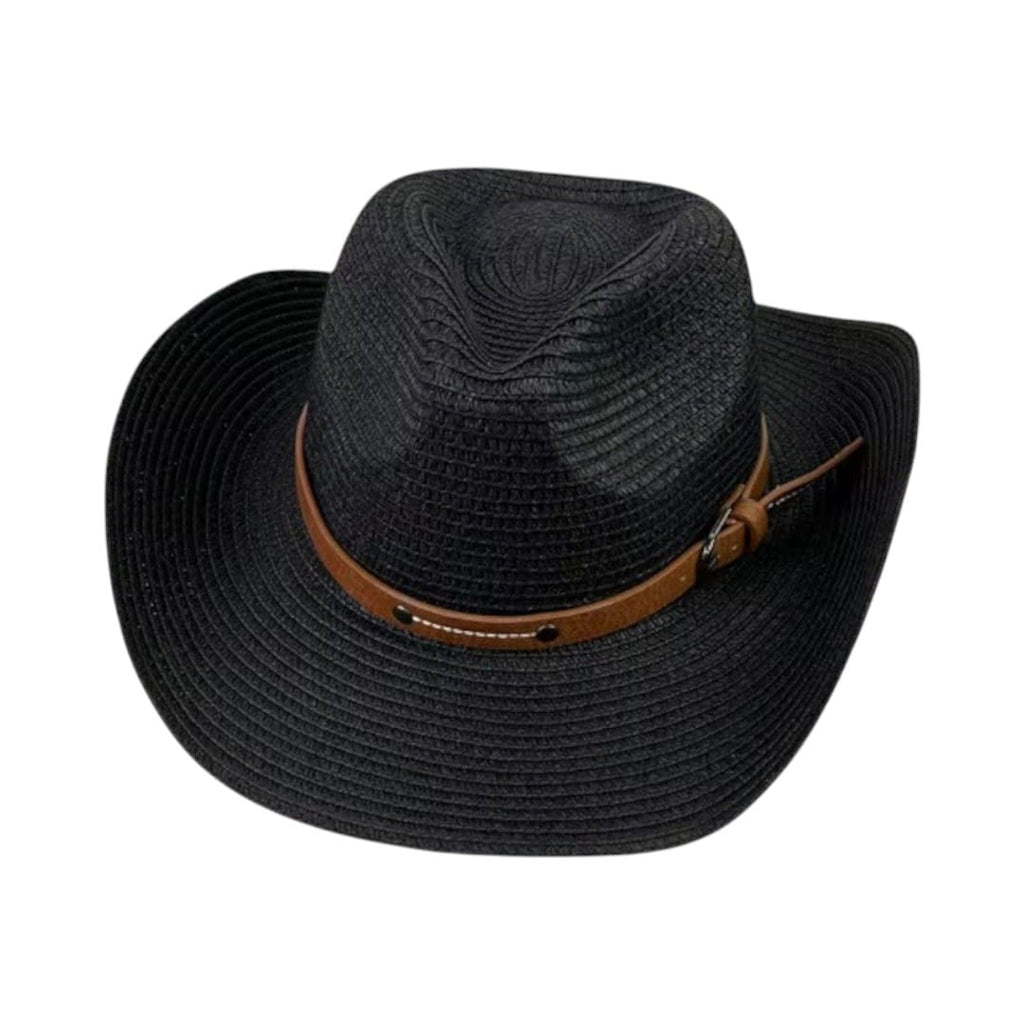 Le Comptoir du Chapeau Noir Chapeau Cowboy Paille Anti-Soleil