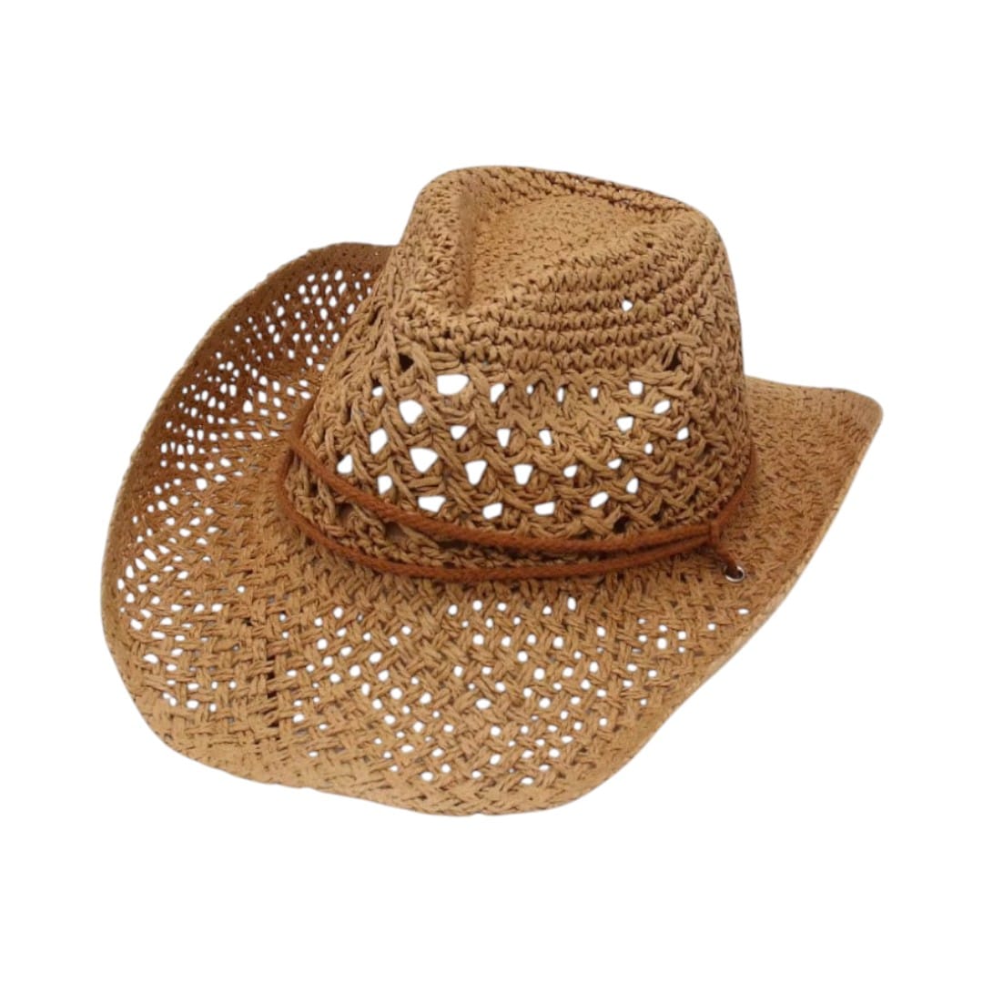 Le Comptoir du Chapeau Marron Chapeau Cowboy Paille Pliable