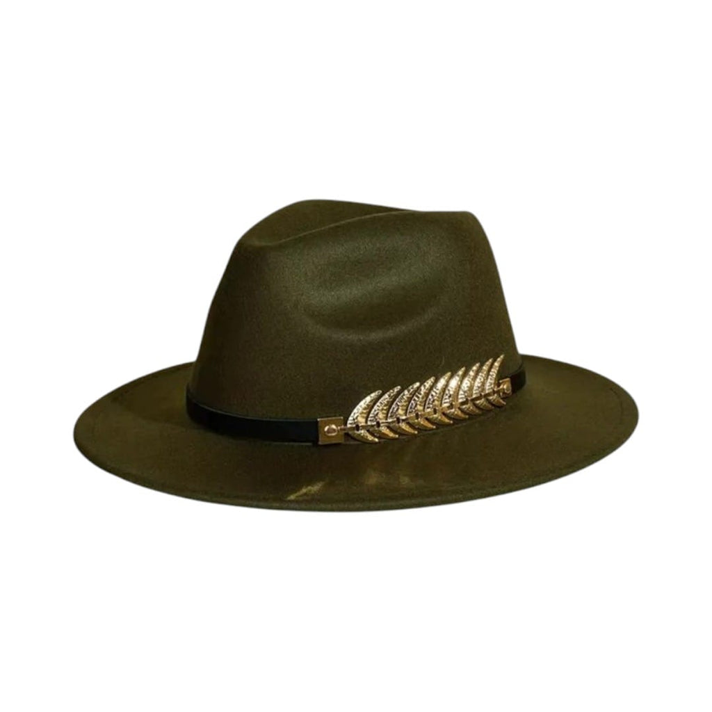 Le Comptoir du Chapeau Vert Kaki Chapeau Cowboy Plante Or