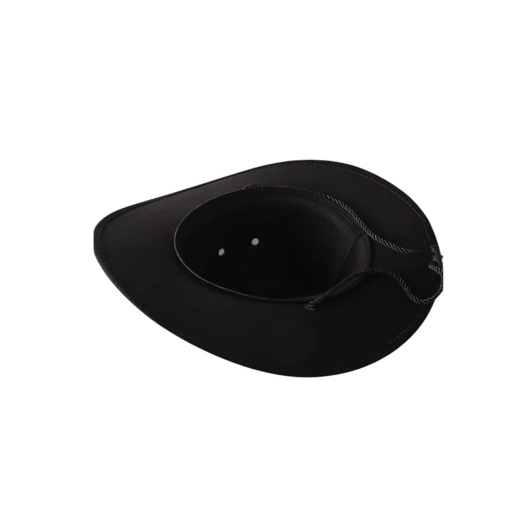 Le Comptoir du Chapeau Chapeau Cowboy Vintage Large Bord en Cuir