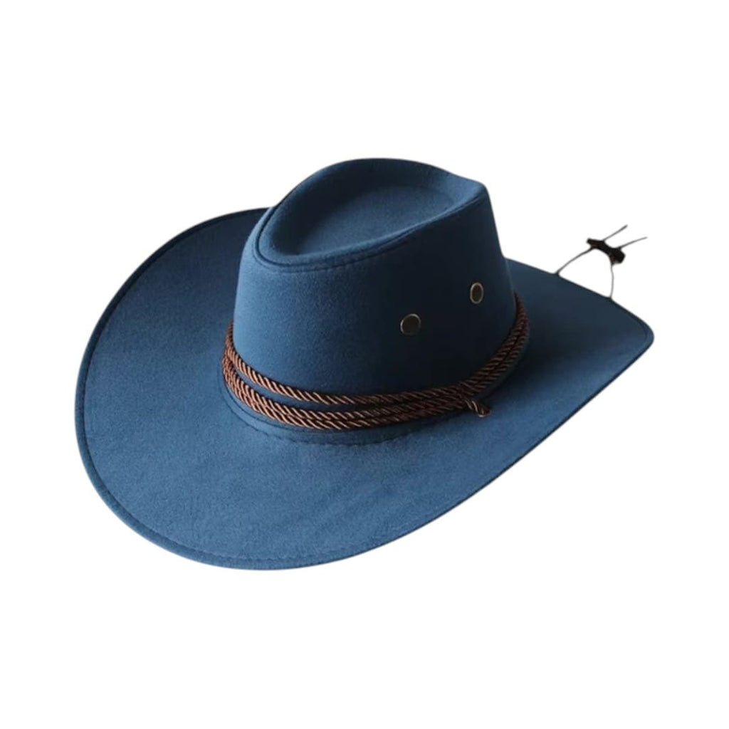 Le Comptoir du Chapeau Cyan Chapeau Cowboy Vintage Large Bord en Cuir
