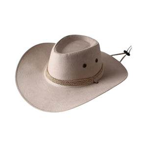 Le Comptoir du Chapeau Beige Chapeau Cowboy Vintage Large Bord en Cuir