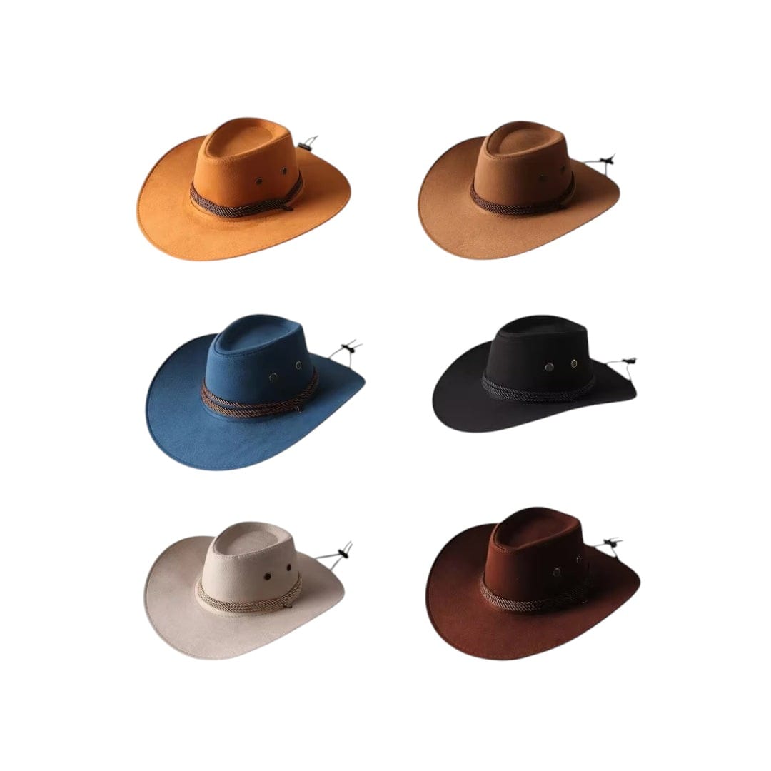 Le Comptoir du Chapeau Chapeau Cowboy Vintage Large Bord en Cuir