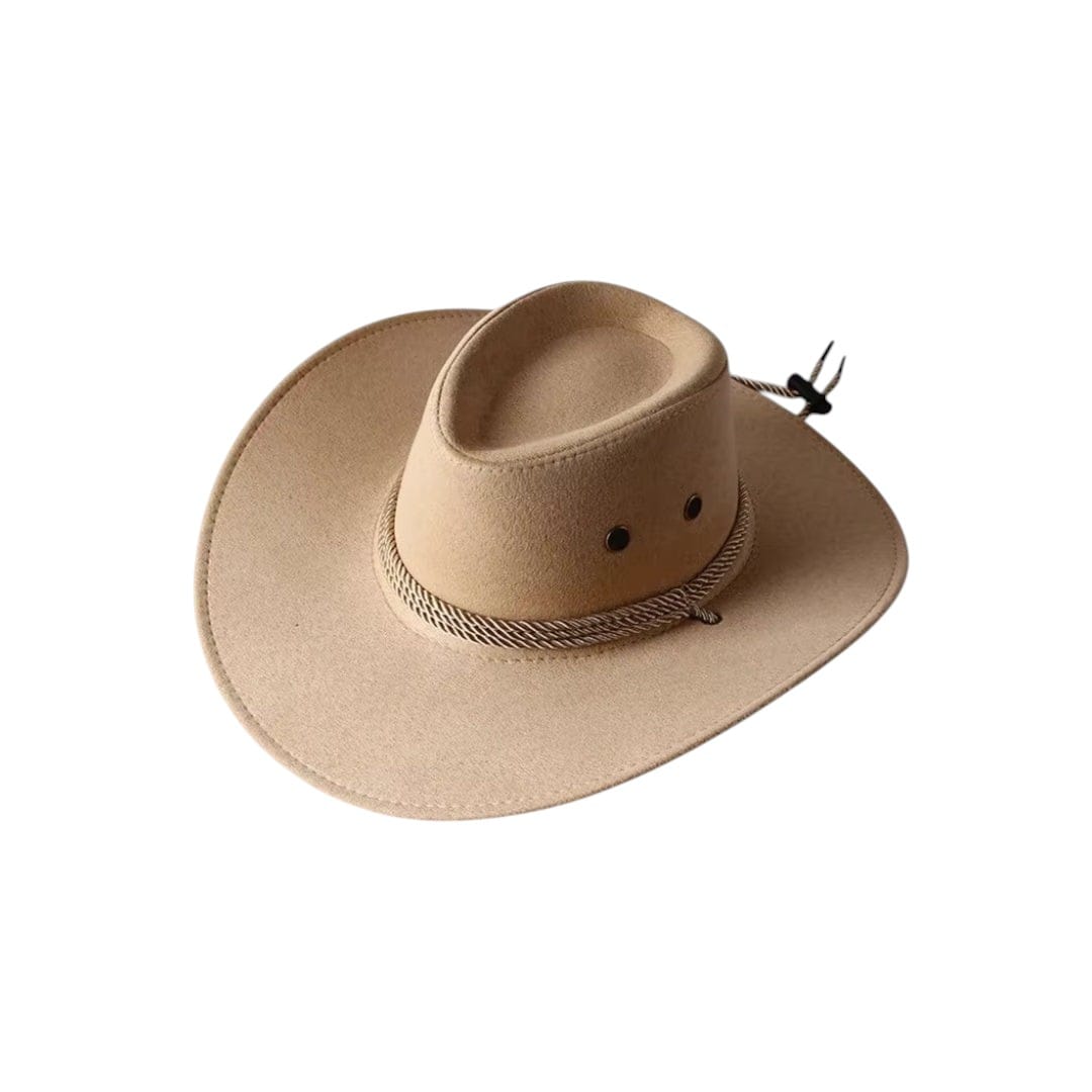 Le Comptoir du Chapeau Chapeau Cowboy Vintage Large Bord en Cuir